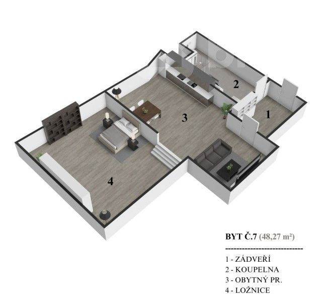 Pronájem byt 1+1 - Masarykovo nám., Vizovice, 48 m²