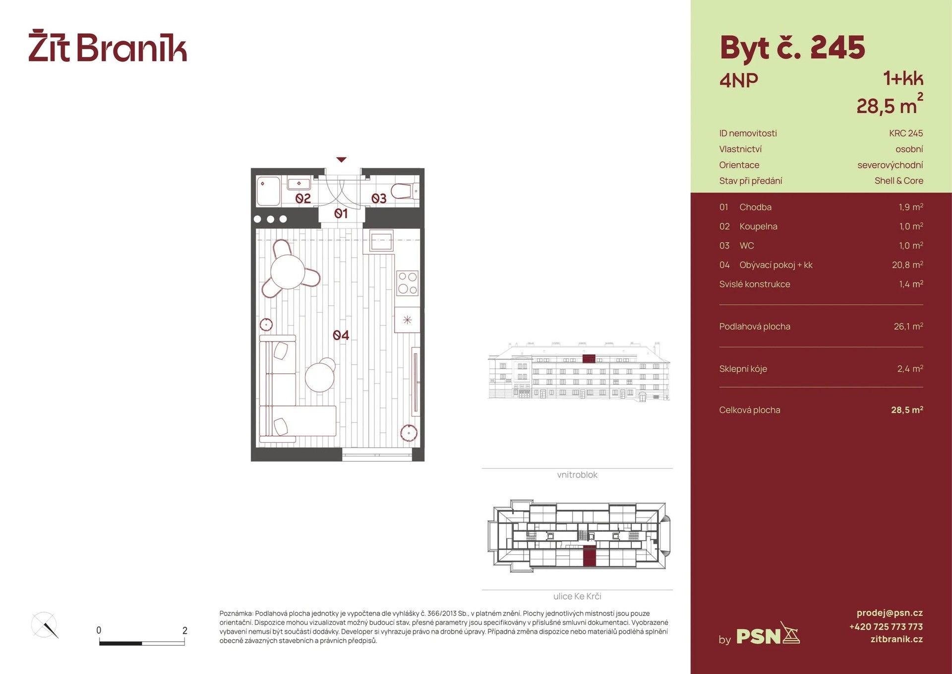1+kk, Ke Krči, Praha, 25 m² - 2