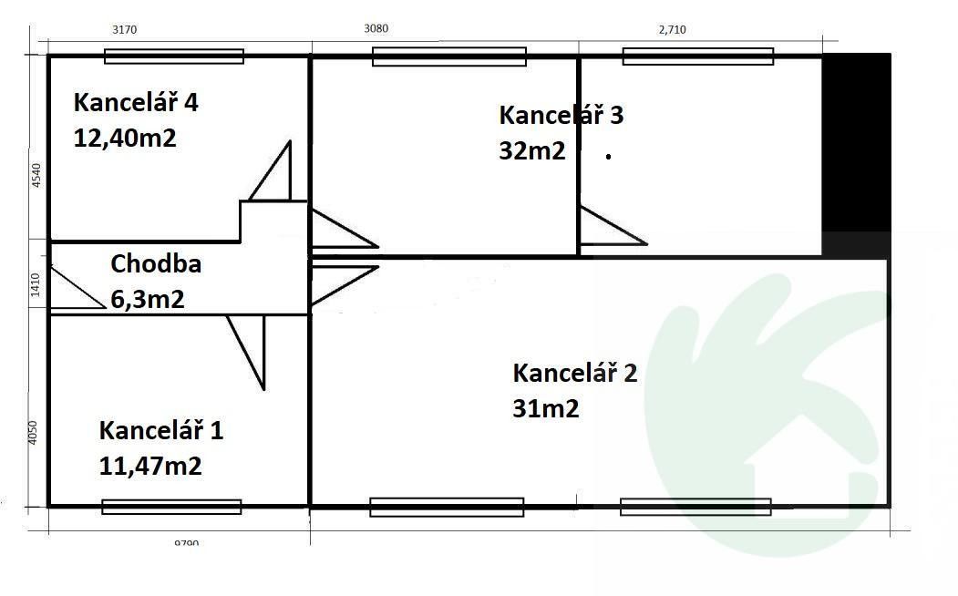 Kanceláře, Pražská, Mělník, 12 m² - 2