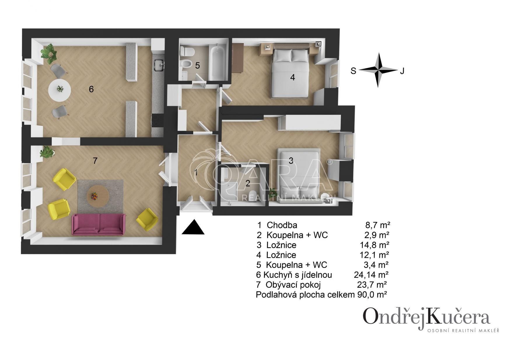 3+1, Mělnická  , Praha Malá Strana, 90 m² - 2