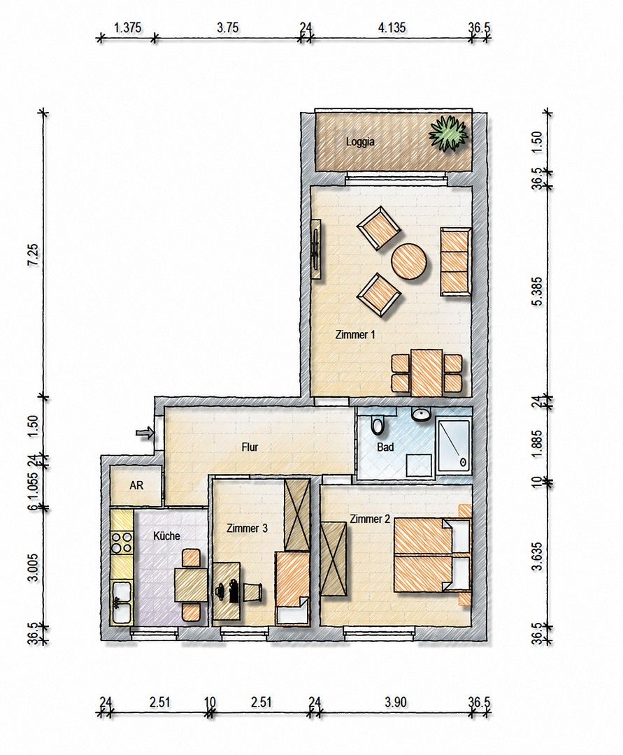 3+1, Bernhard-Letterhaus-Straße 2, , Dolní Sasko, 71 m² - 2