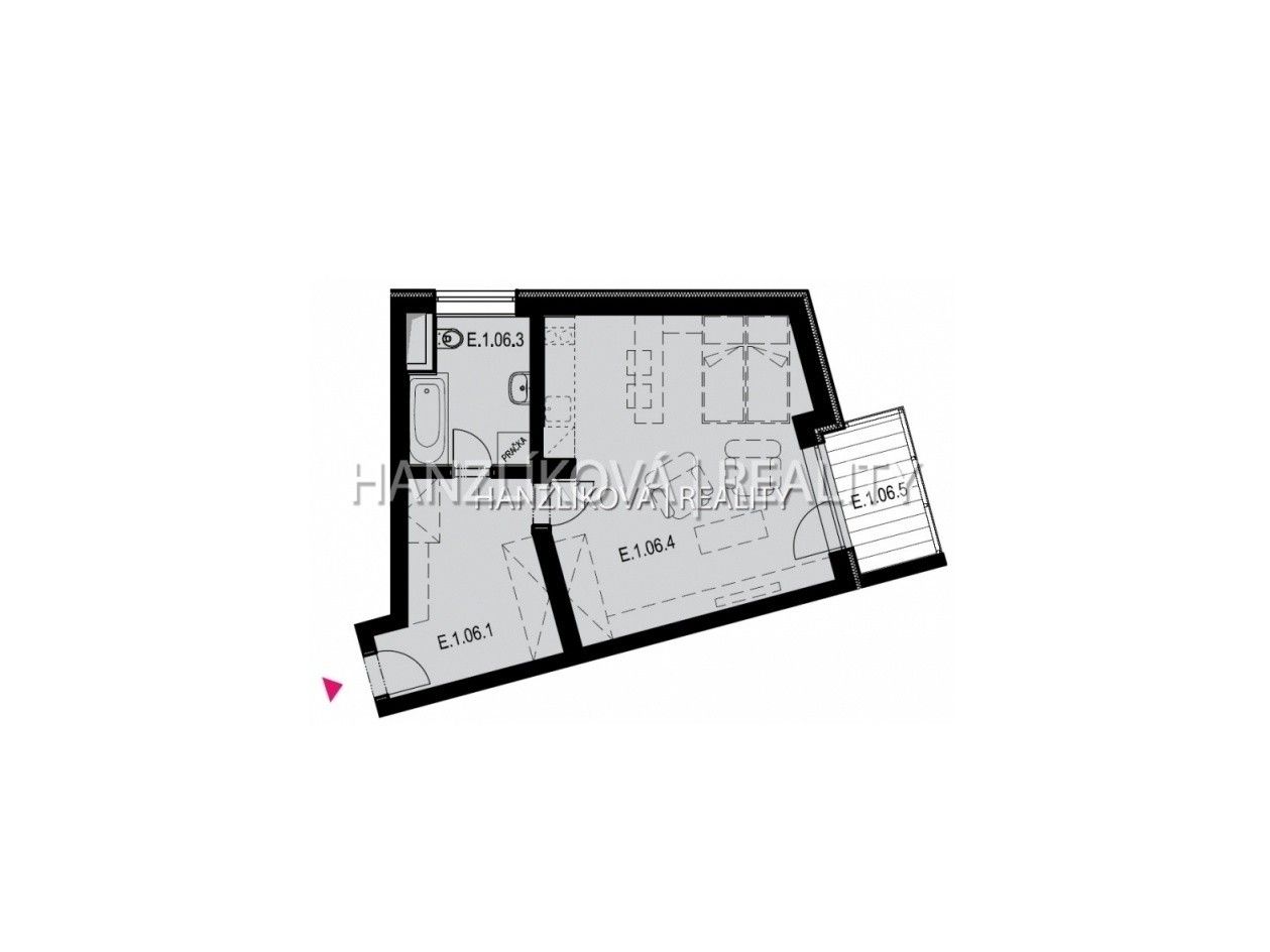 Pronájem byt 1+kk - Volejbalistů, České Budějovice, 42 m²