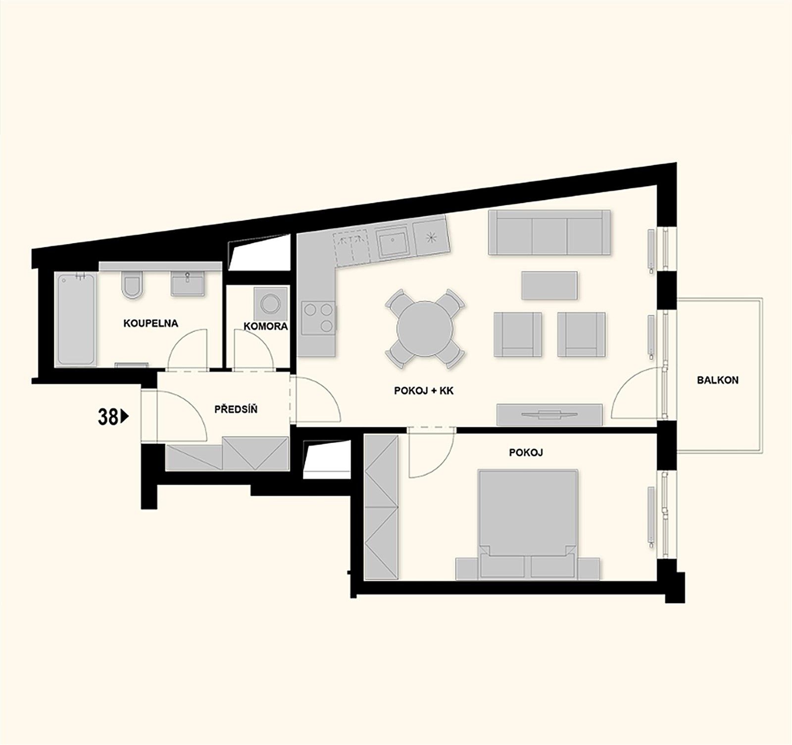 2+kk, Maroldova, Praha, 57 m²