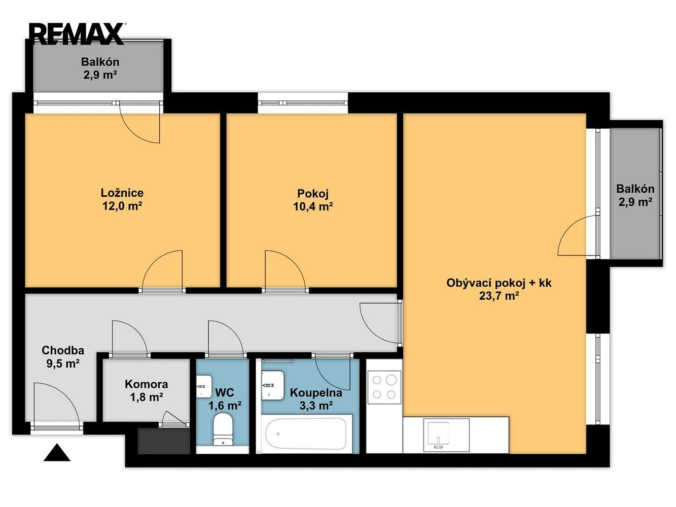 Pronájem byt 3+kk - Pod Kavkami, Brno - Maloměřice, 62 m² - 2
