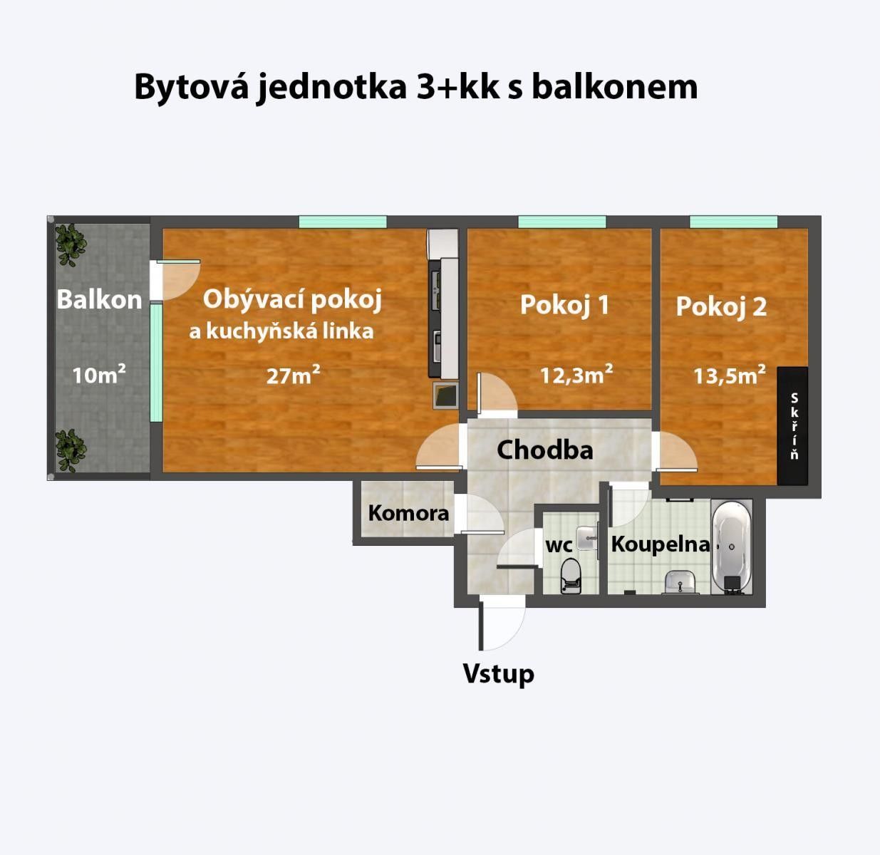 Pronájem byt 3+kk - Loosova, Praha, 78 m²