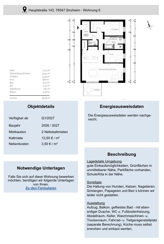 3+1, , Bádensko-Württembersko, 90 m² - 1