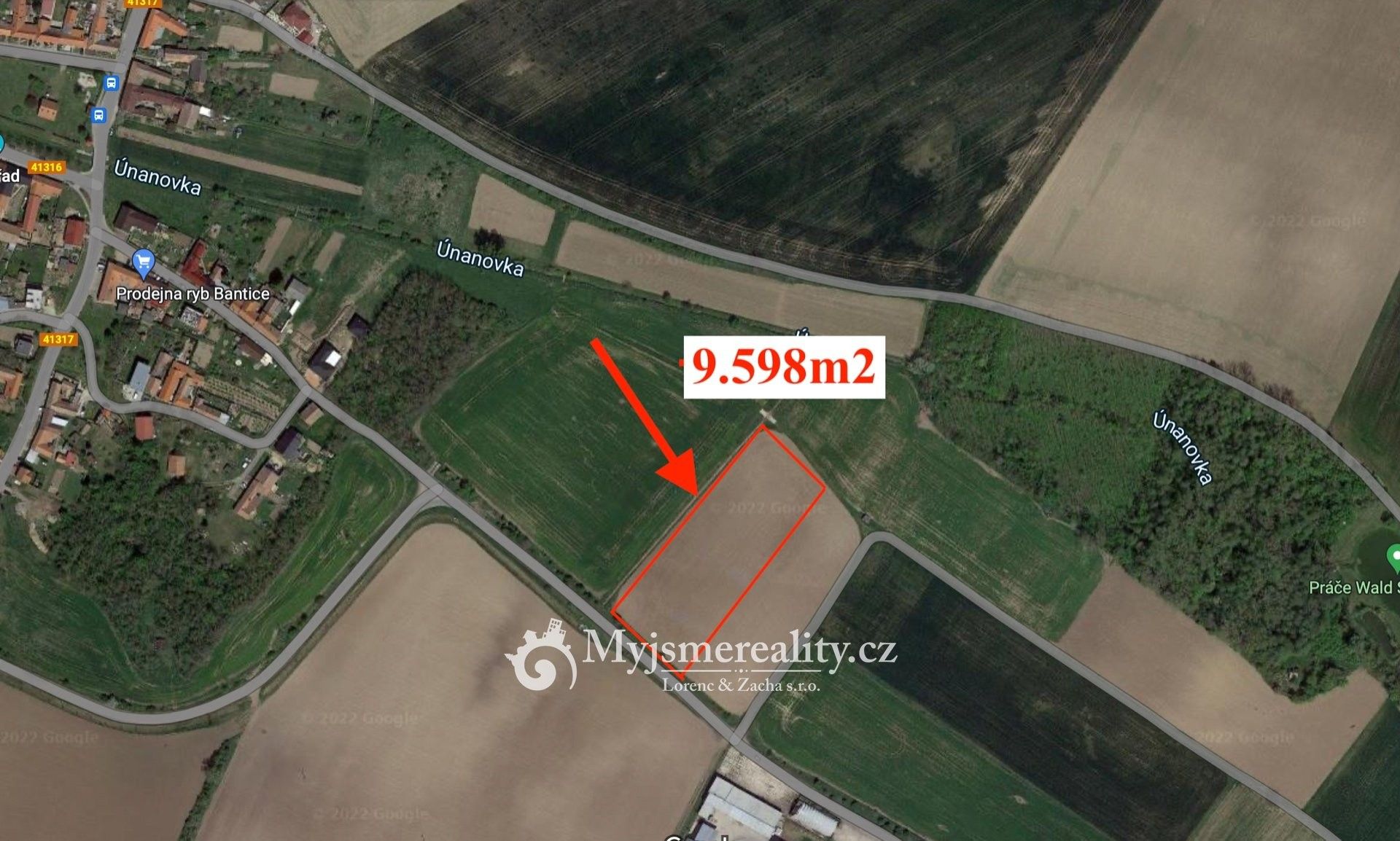 Zemědělské pozemky, Práče, 9 598 m²