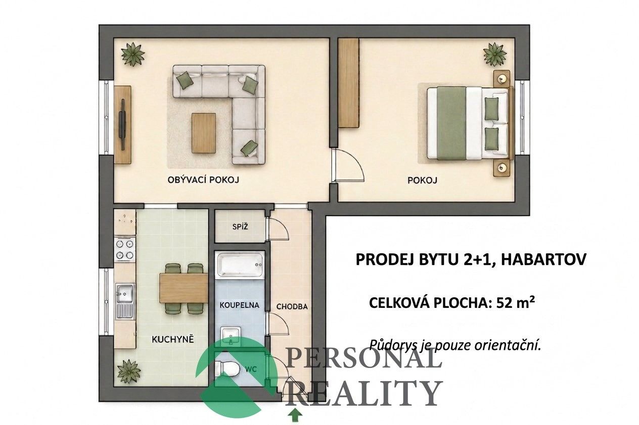 Byt 2+1 · 52 m² · 1. máje 13, Habartov - 3