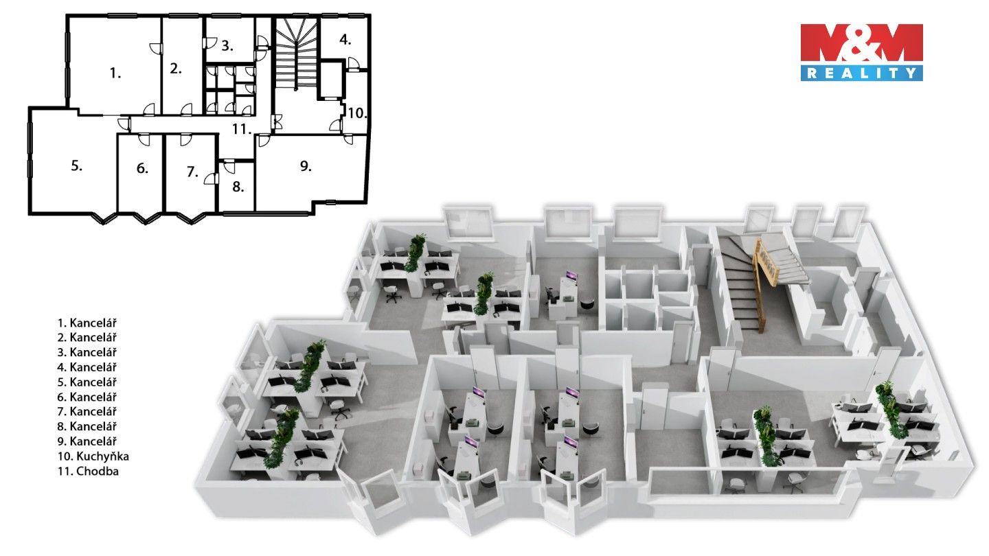Pronájem kancelář - Zelené Předměstí, Pardubice, 331 m²