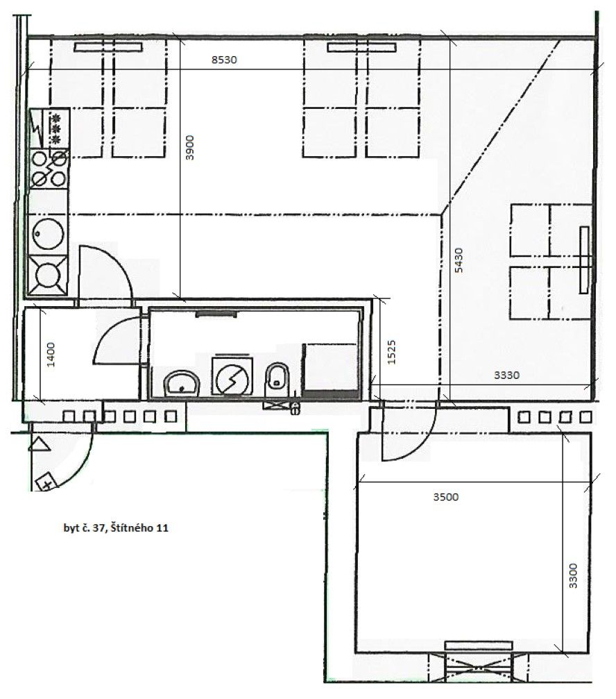 2+kk, Štítného, Praha - Žižkov, 58 m² - 2