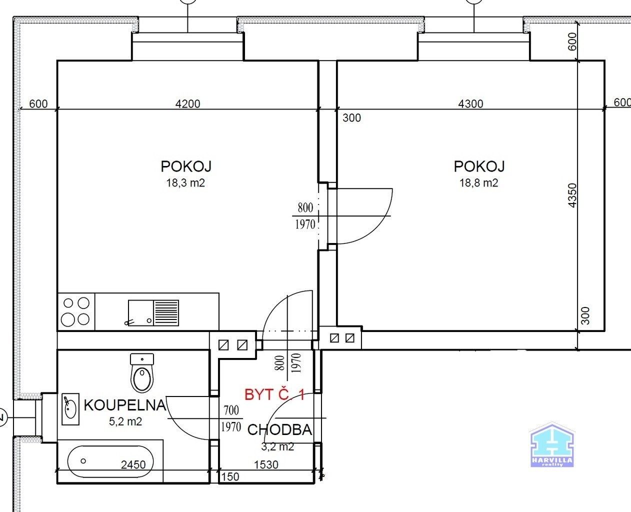 Pronájem byt 2+kk - Plzeňská 642, Stříbro, 45 m²