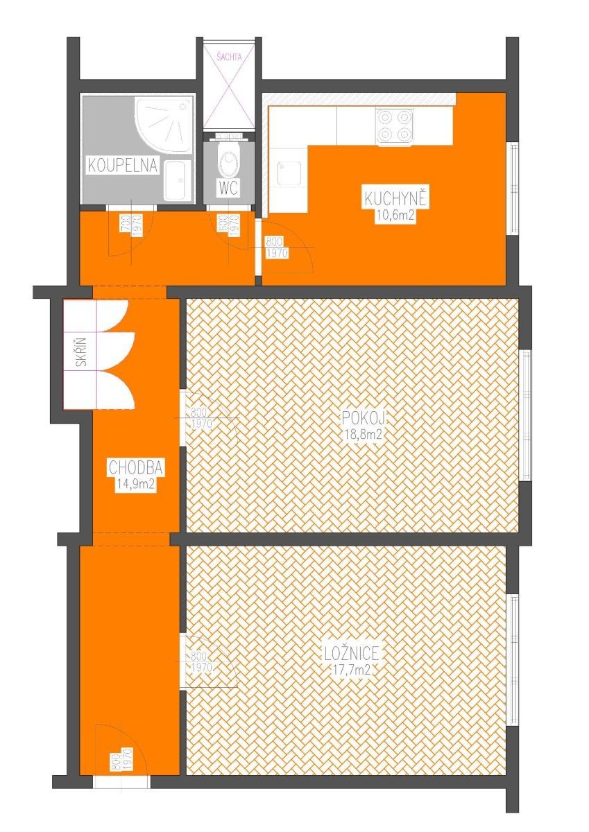 2+1, Tehovská, Praha - Strašnice, 64 m² - 2