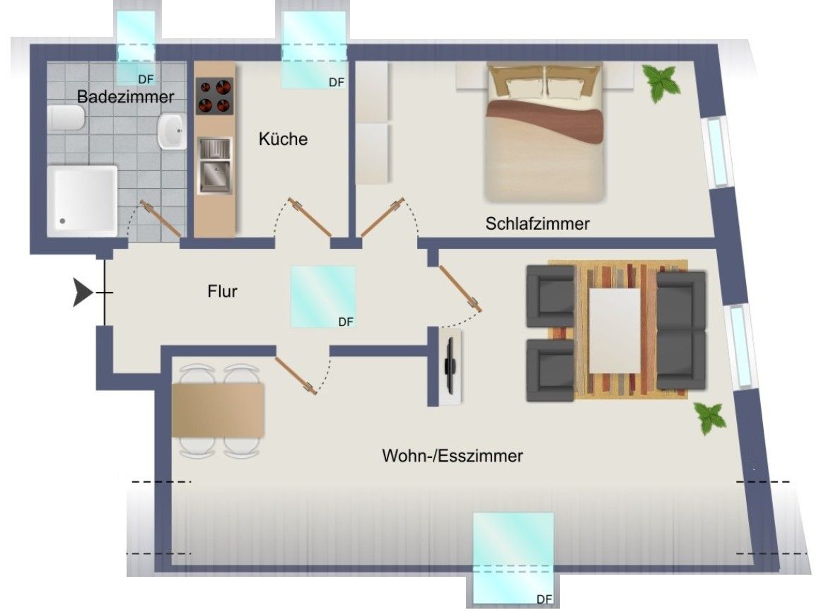 2+1, Baarstraße 10a, , Severní Porýní-Vestfálsko, 53 m² - 2