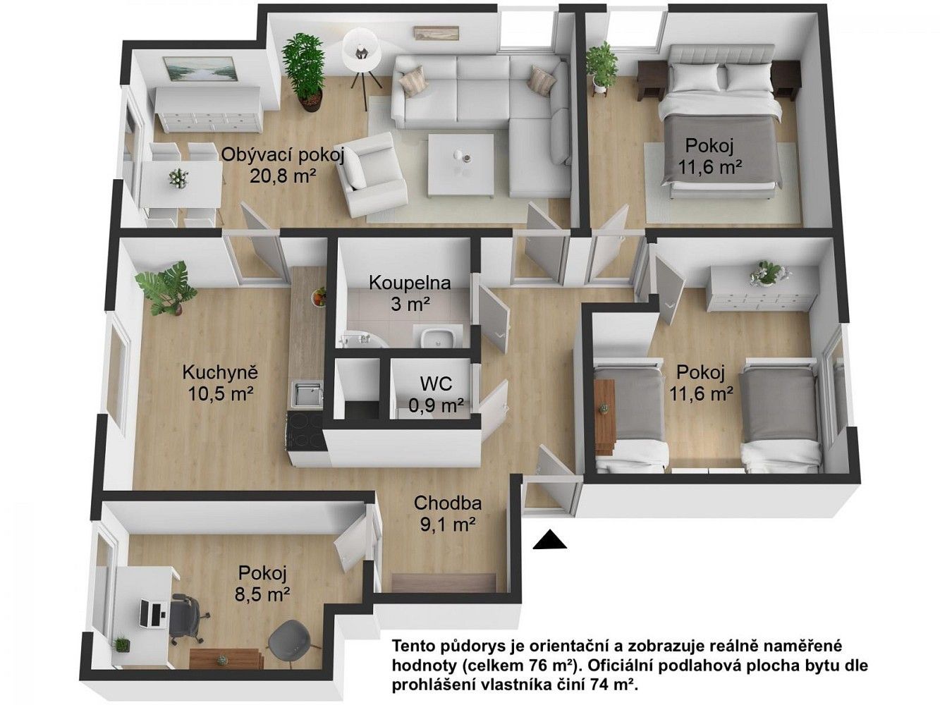Prodej byt 4+1 - Oldřichov, okres Tábor, 74 m² - 5
