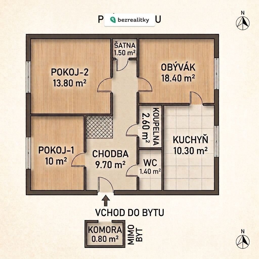 Byt 3+1 · 68 m² · Polská 2557, Kladno Kročehlavy - 3