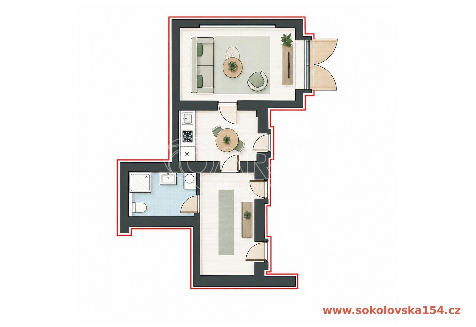 1+1, Sokolovská, Praha, 33 m² - 2