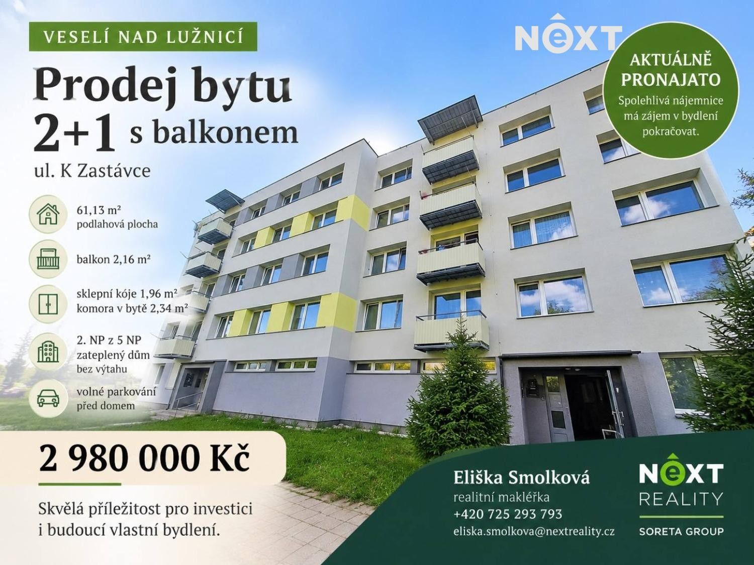 Byt 2+1, 61 m²