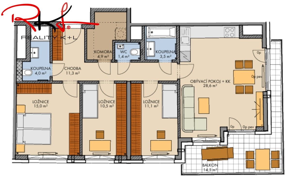 Prodej byt 4+kk - Chodov, Praha, 96 m²