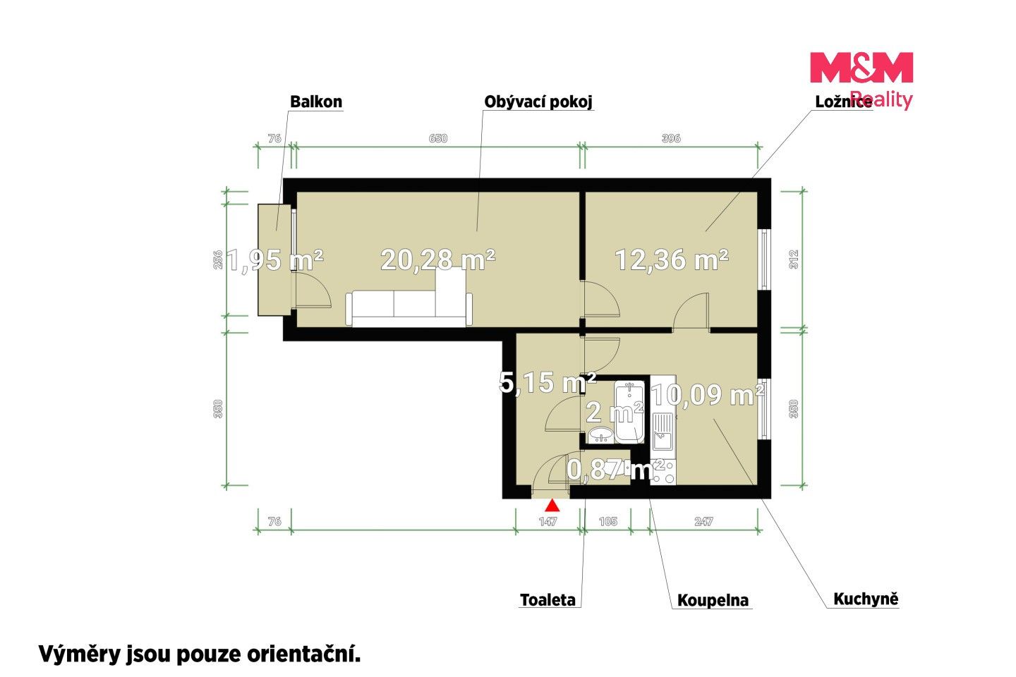 Pronájem byt 2+1 - Kosmonautů, Hořovice, 51 m² - 5
