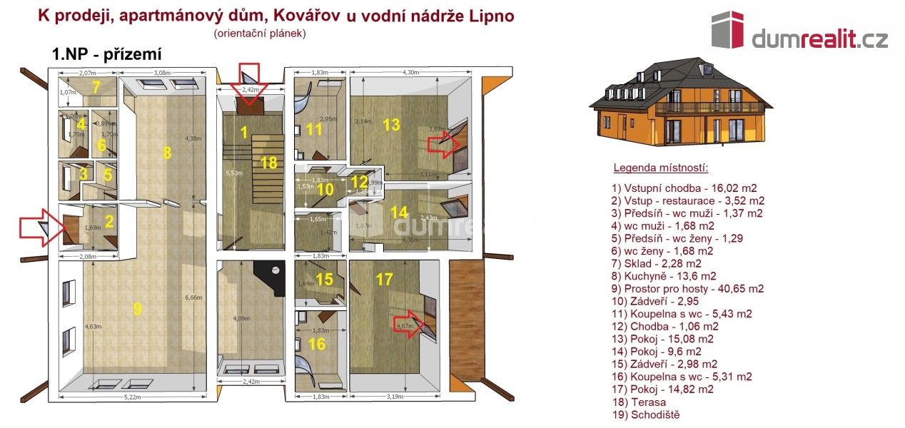 Prodej ubytovací zařízení - Kovářov, Frymburk, 366 m²
