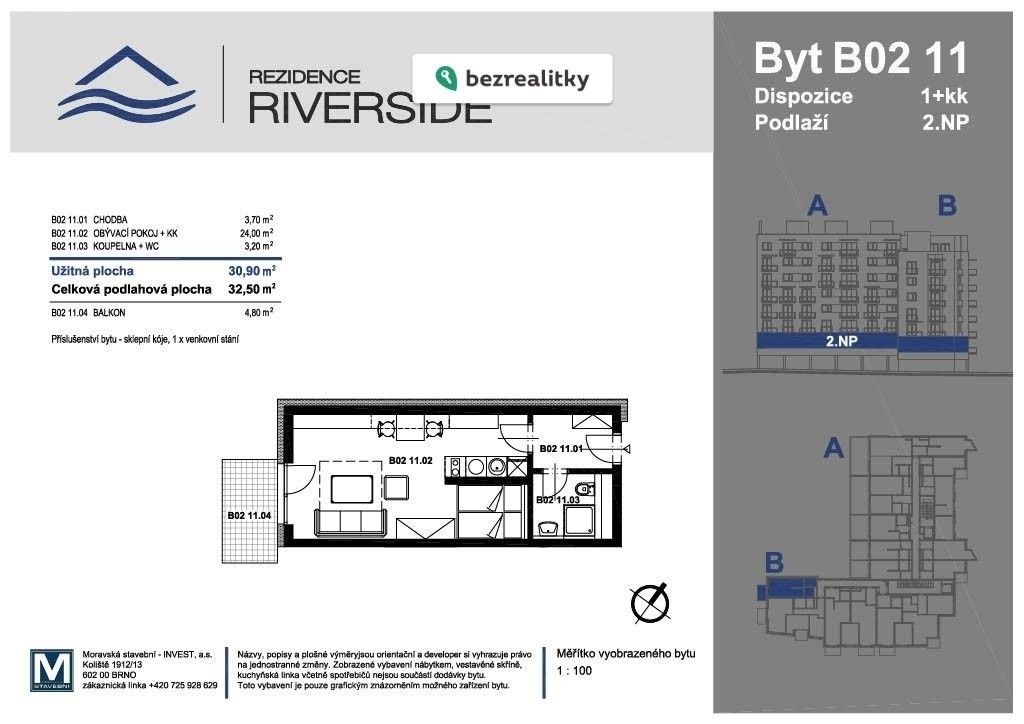 1+kk, Poříčí 572, Brno, 32 m²