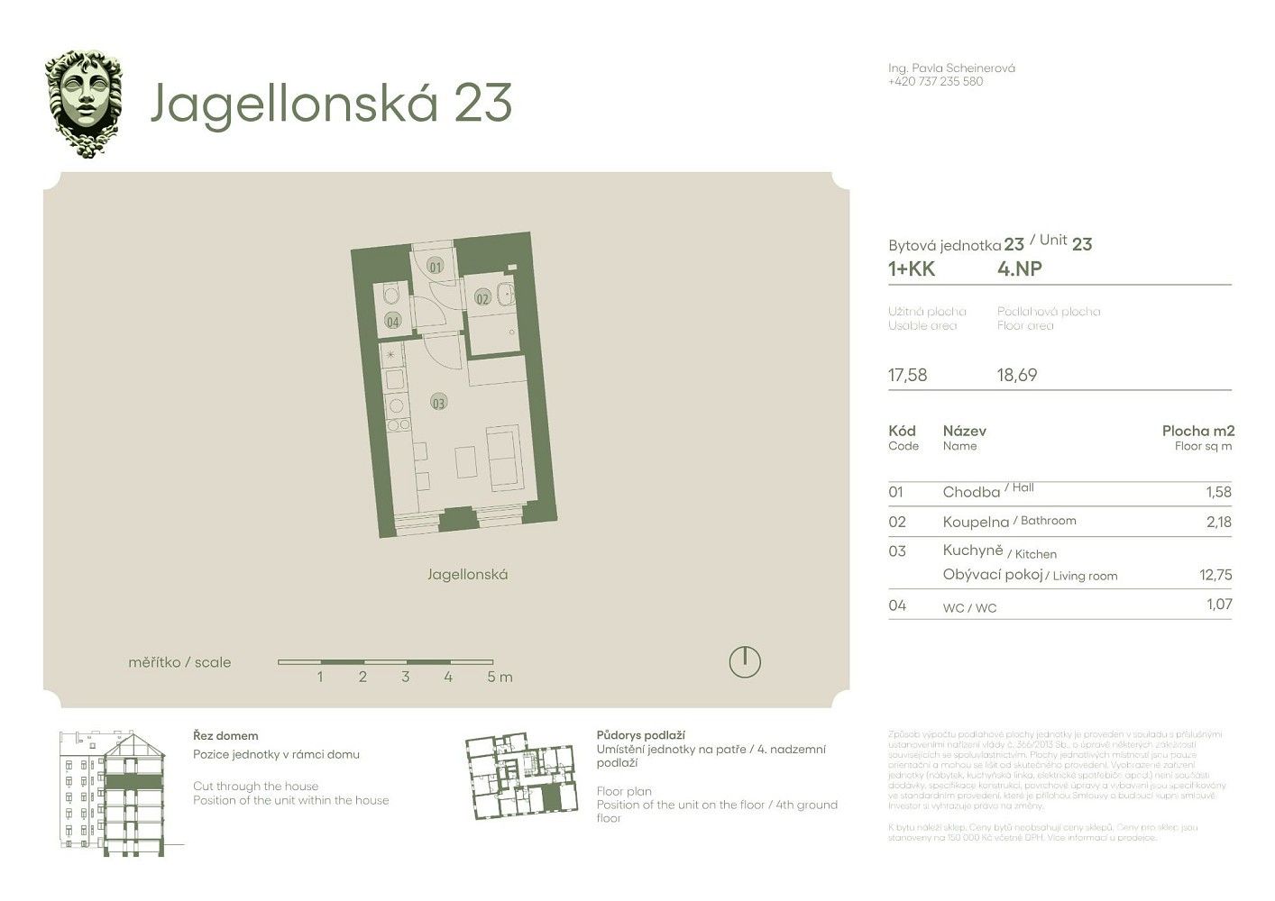1+kk, Jagellonská, Praha 3 - Žižkov, 17 m² - 2