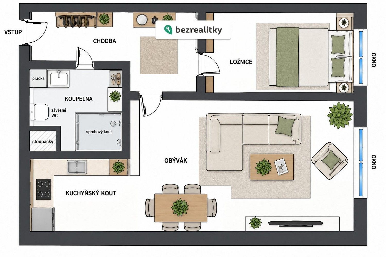 2+kk, Československé armády, Frýdek-Místek - Místek, 50 m² - 1