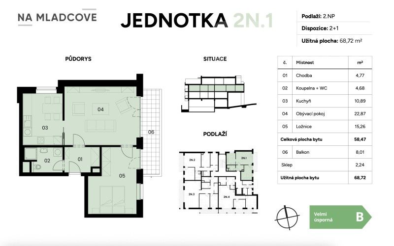 Prodej byt 2+1 - Návesní, Zlín, 69 m²