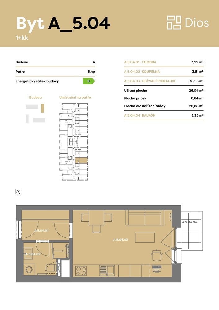 Byt 1+kk · 27 m² · Modřice, okres Brno-venkov, Jihomoravský kraj - 4