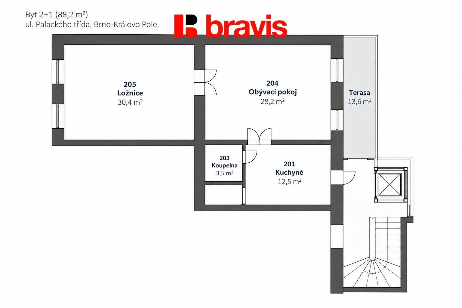 Pronájem byt 2+1 - Palackého třída 178, Brno Královo Pole, 75 m² - 5