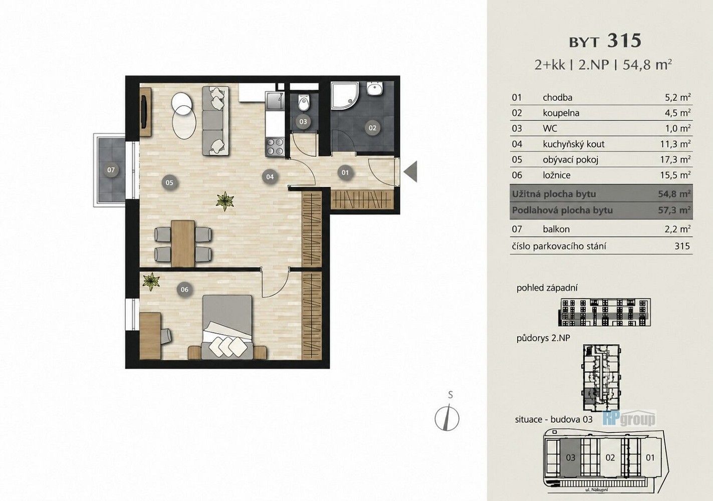 Byt 2+kk · 57 m² · Cedrová, Jesenice, okres Praha-západ - 3