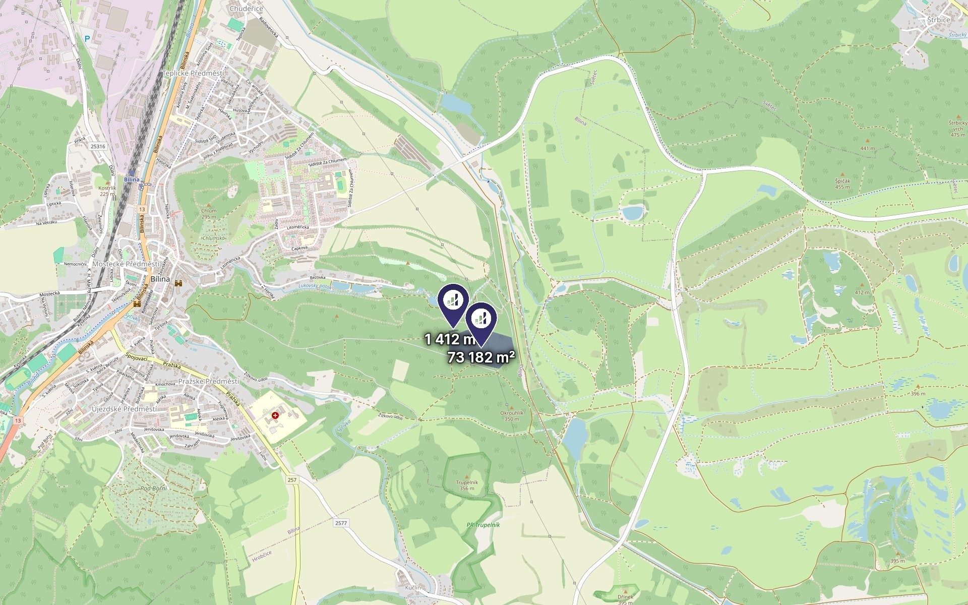 Zemědělský pozemek · 74 594 m² · Bílina - 3