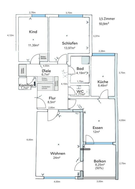 3+kk, Goethestr. 24, , Bádensko-Württembersko, 94 m² - 2