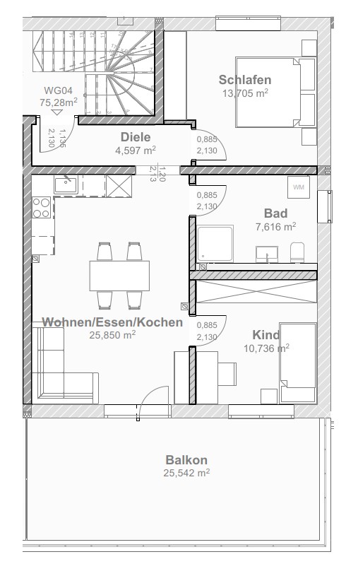 3+1, Ringstraße, , Bavorsko, 76 m² - 2