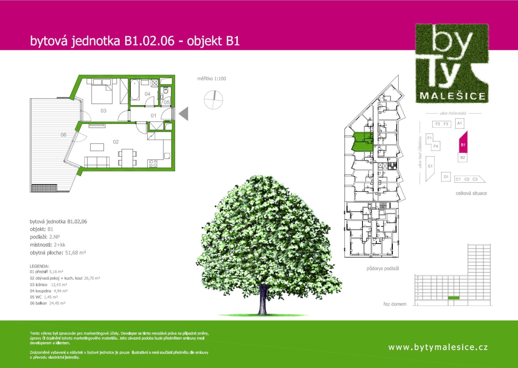 Prodej byt 2+kk - Počernická, Praha - Malešice, 52 m² - 5