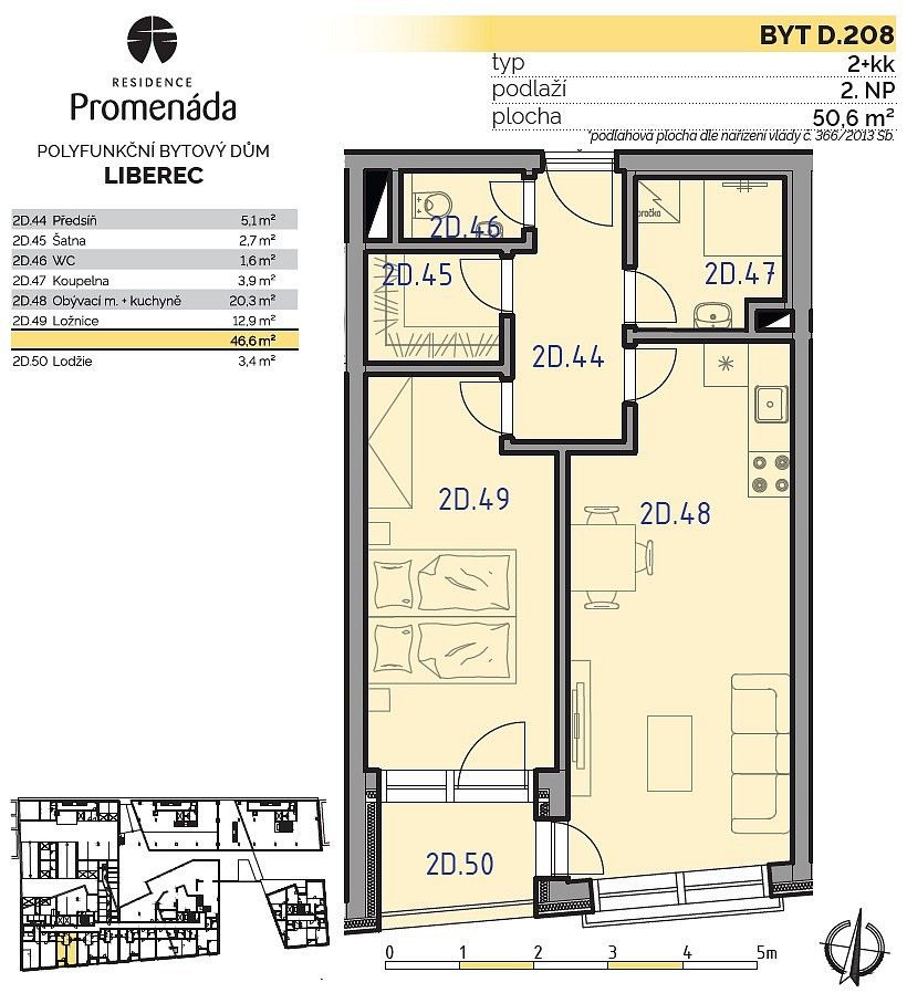 Prodej byt 2+kk - Liberec, Liberecký kraj, 50 m² - 5