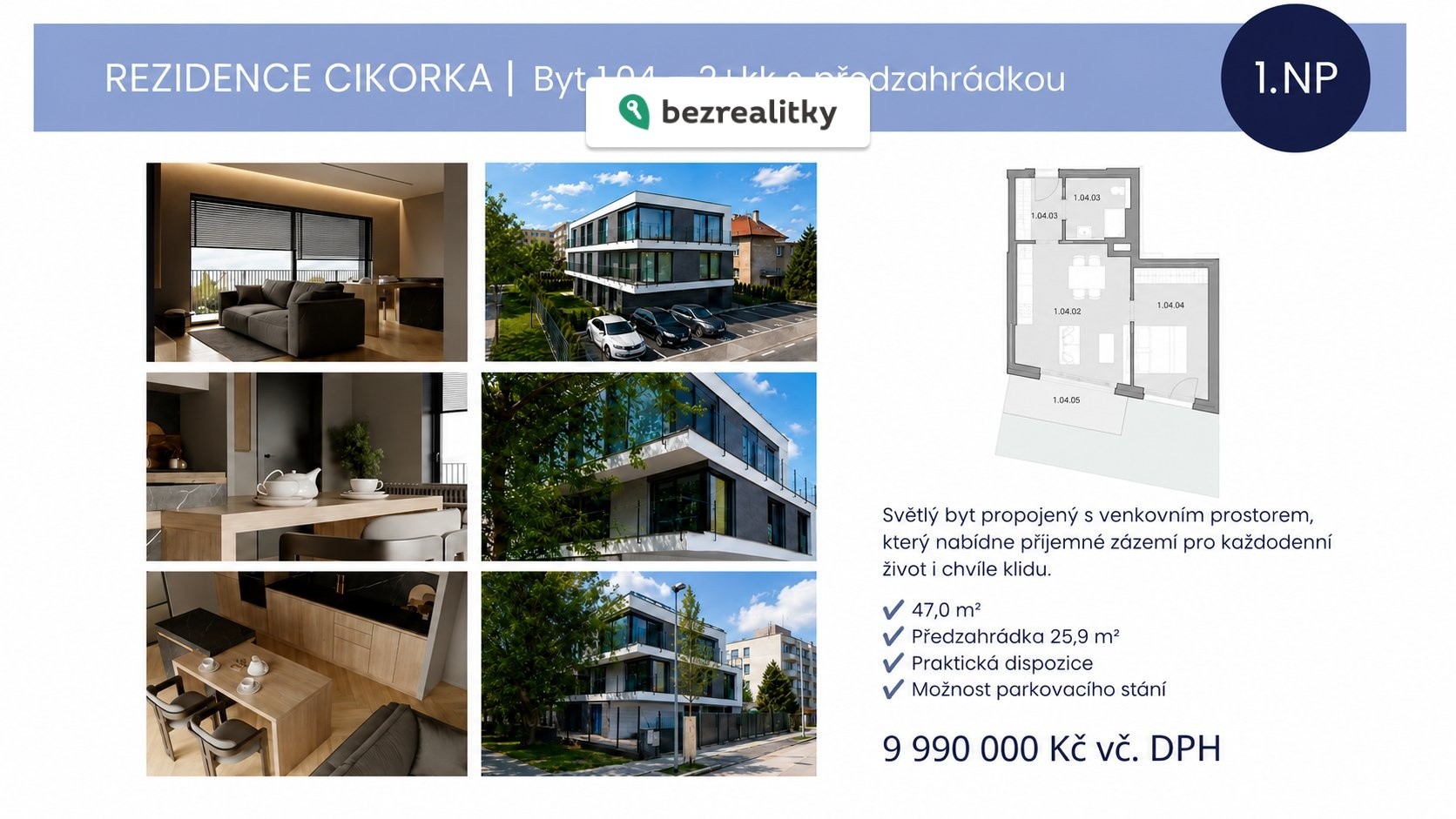 2+kk, Na Cikorce 1290, Praha Modřany, 47 m² - 2
