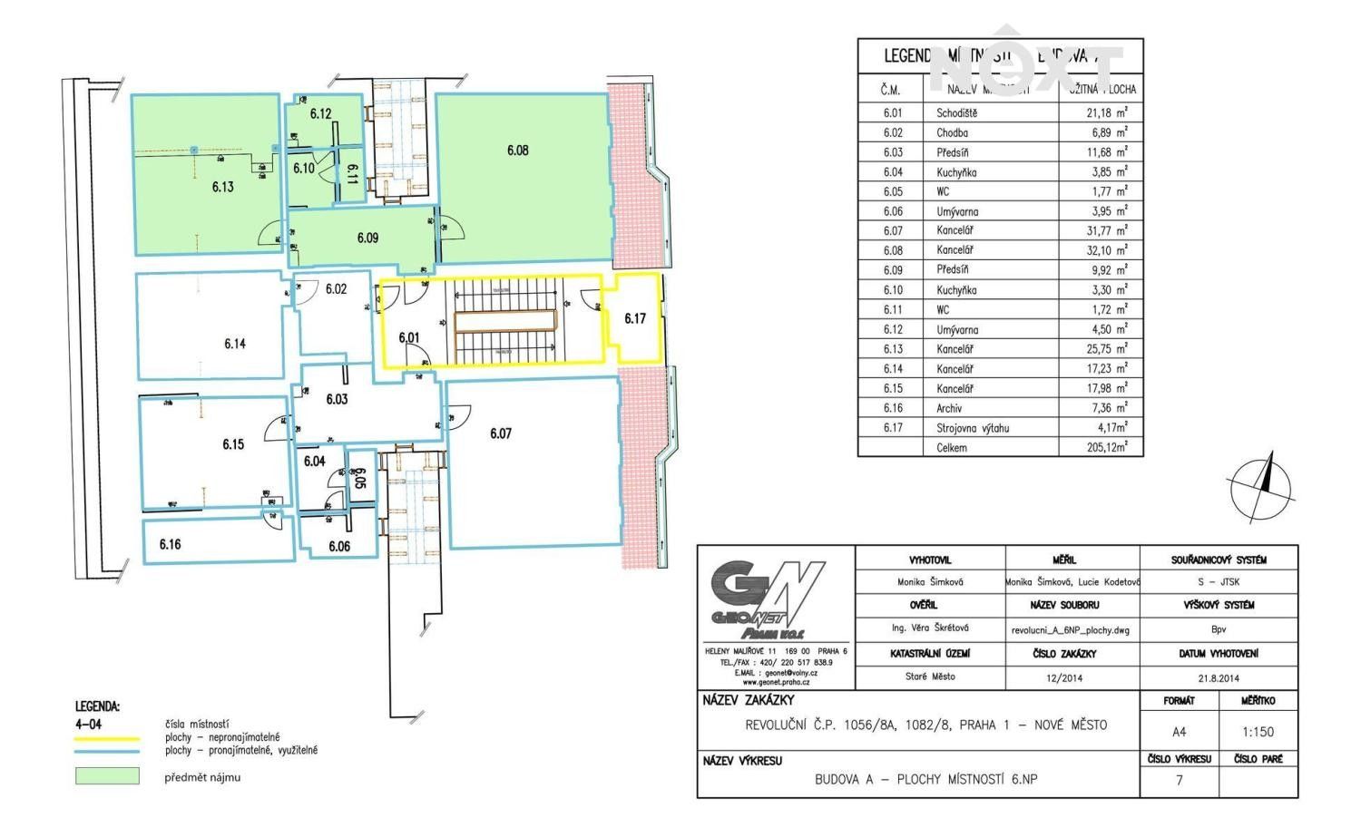 Pronájem kancelář - Revoluční, Praha, 32 m²