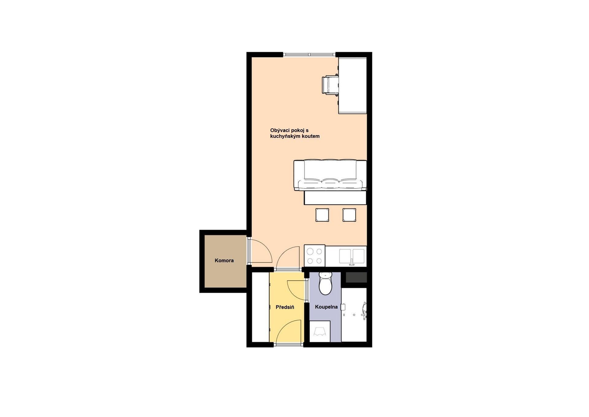 Pronájem byt 1+kk - Petržílova, Praha, 29 m²