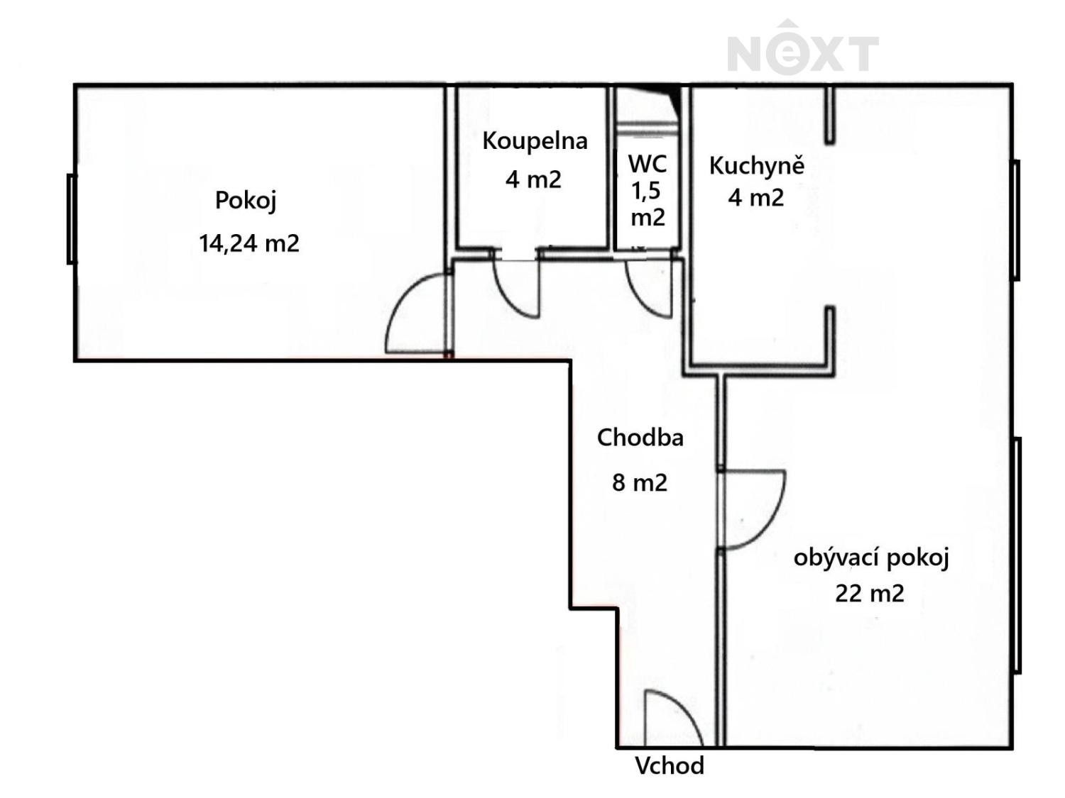 Pronájem byt 2+kk - Na Labišti, Pardubice, 53 m²