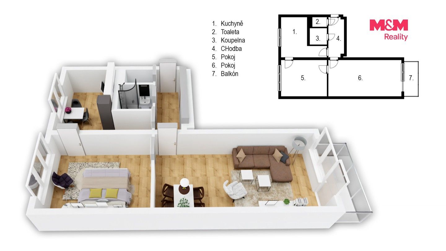 Byt 2+1 · 58 m² · Mírová, Dobruška - 4