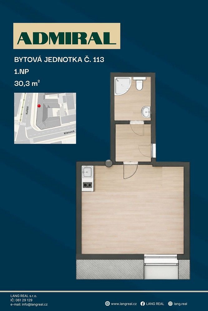 1+kk, Brno - Trnitá, okres Brno-město, Jihomoravský kraj, 27 m² - 2