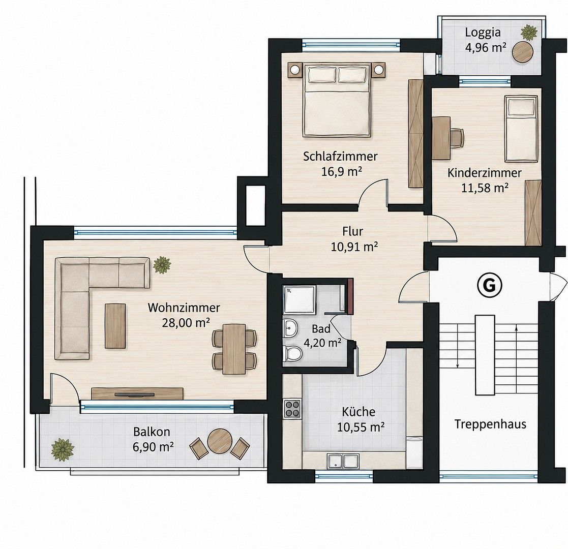 3+1, , Dolní Sasko, 88 m² - 2