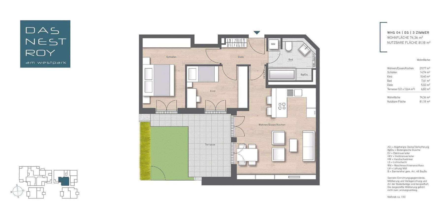 3+1, Nestroystraße 13 München Sendling-Westpark Bayern 81373, 75 m² - 1