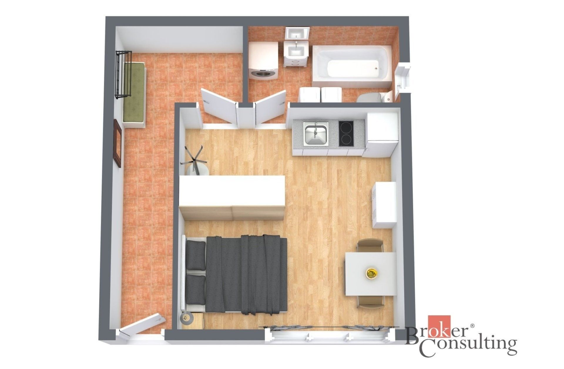 1+kk, Na dlážděnce 1012, Praha Libeň, 25 m² - 2