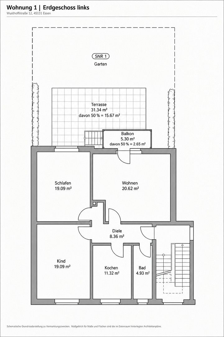 3+kk, Wusthoffstraße 12 Essen Rüttenscheid Nordrhein-Westfalen 45131, 102 m² - 2