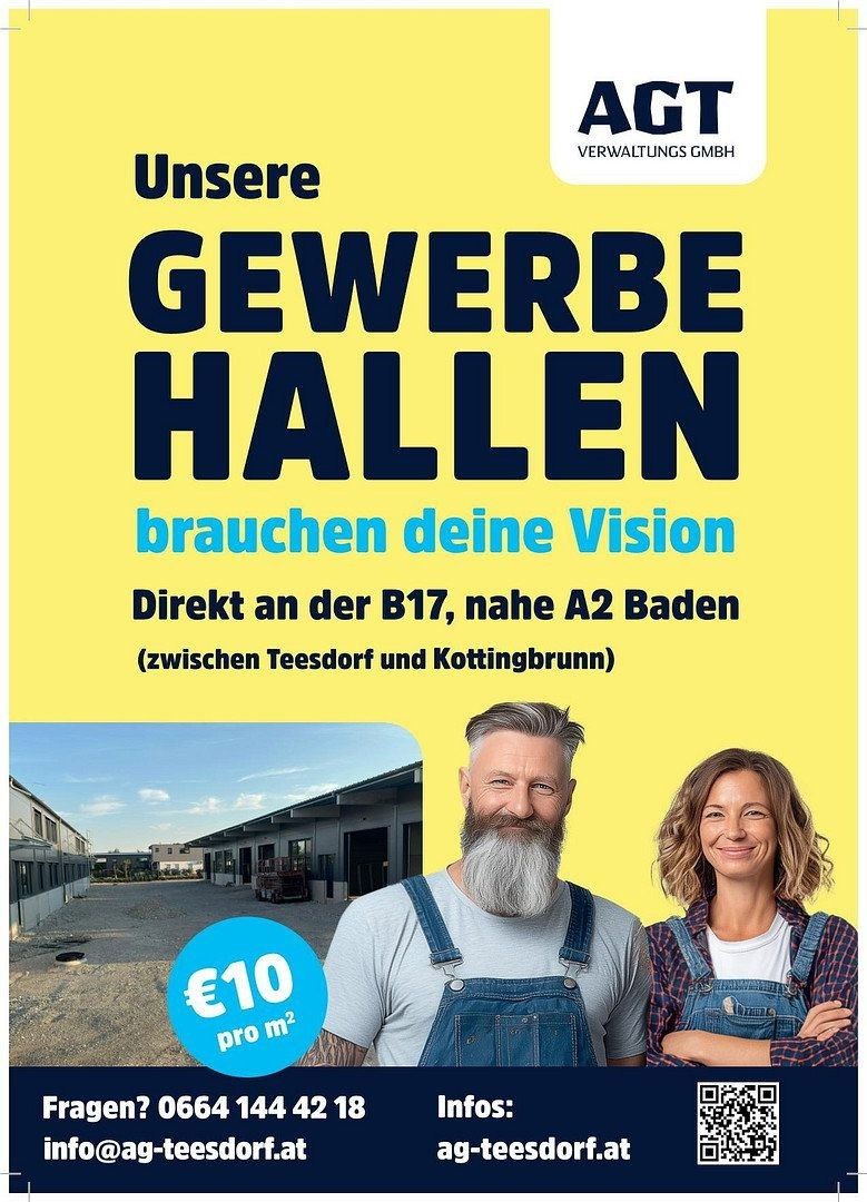 Pronájem obchodní prostory - Gewerbepark B17 / II / Straße 3 / Objekt 11 Teesdorf Niederösterreich 2524, 2 082 m² - 5