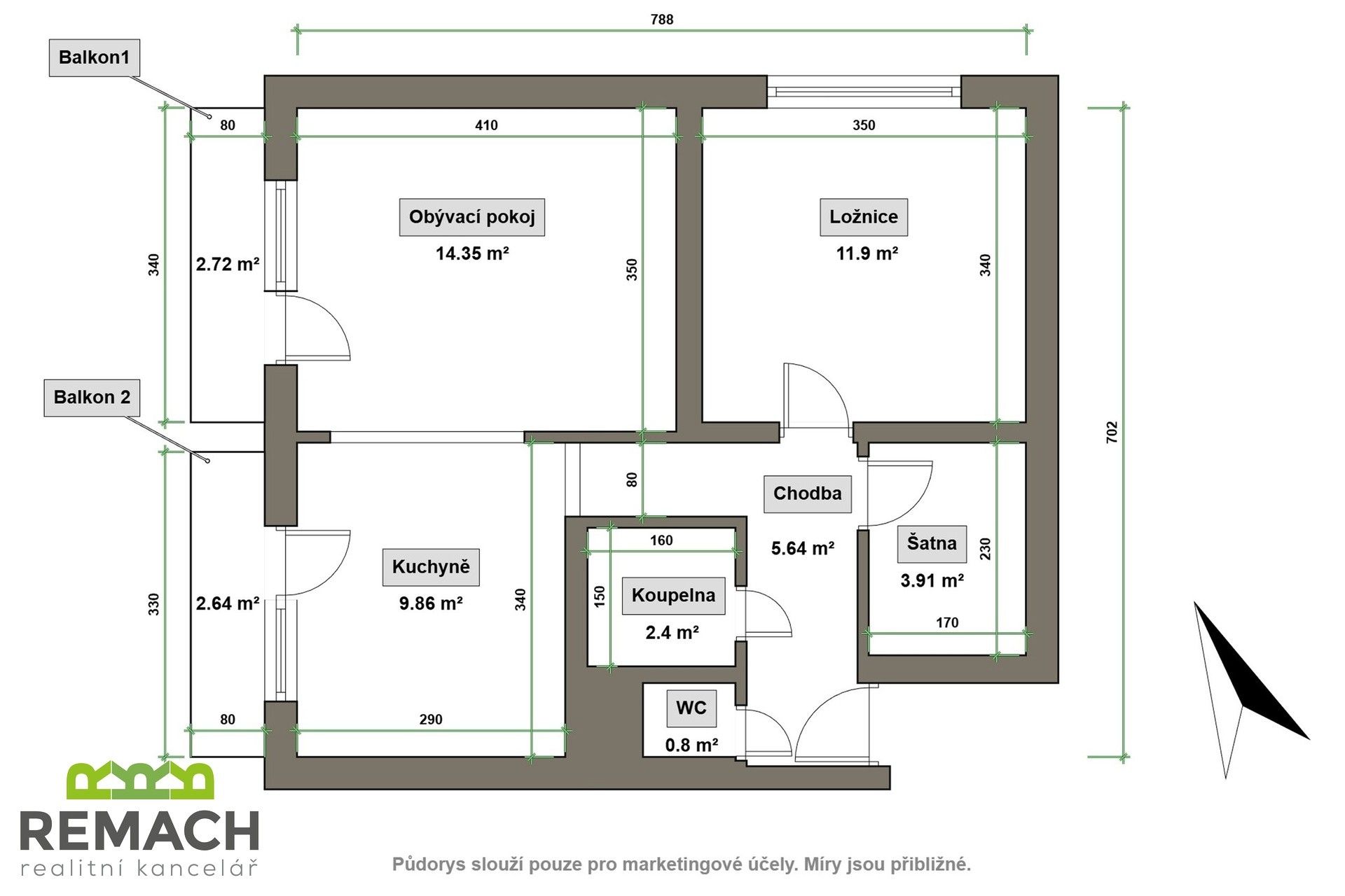 Pronájem byt 2+kk - Stará Tenice, Uherské Hradiště, 56 m²