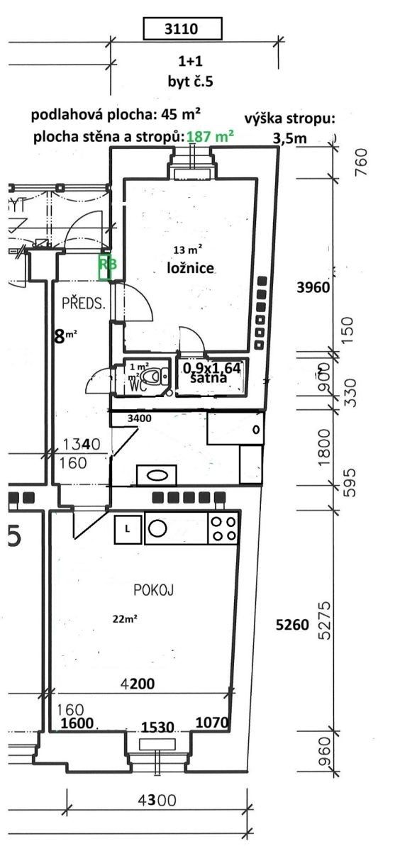 2+kk, Štítného, Praha - Žižkov, 50 m² - 1