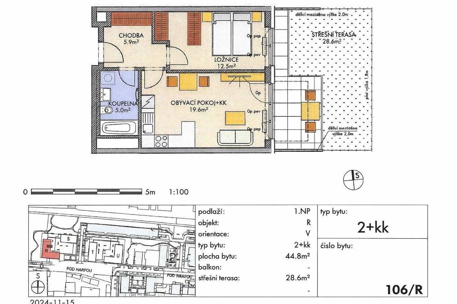 Prodej byt 1+kk - Pod Harfou, Praha, 43 m²